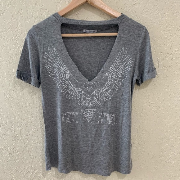 Charlotte Russe Tops - Free spirit eagle cut out v neck choker tee